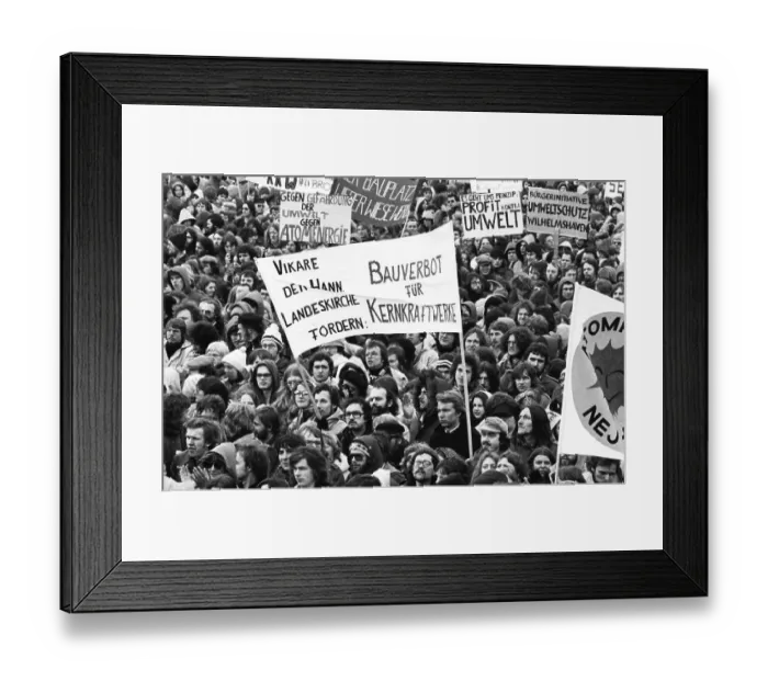 Framed Print : More than 20, 000 opponents of nuclear power demonstrated in Itzehoe against a nuclear power plant in Brokdorf on 19 Framed Print : More than 20, 000 opponents of nuclear power demonstrated in Itzehoe against a nuclear power plant in Brokdorf on 19
