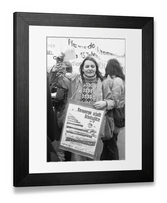 Framed Print : More than 20, 000 opponents of nuclear power demonstrated in Itzehoe against a nuclear power plant in Brokdorf on 19 Framed Print : More than 20, 000 opponents of nuclear power demonstrated in Itzehoe against a nuclear power plant in Brokdorf on 19