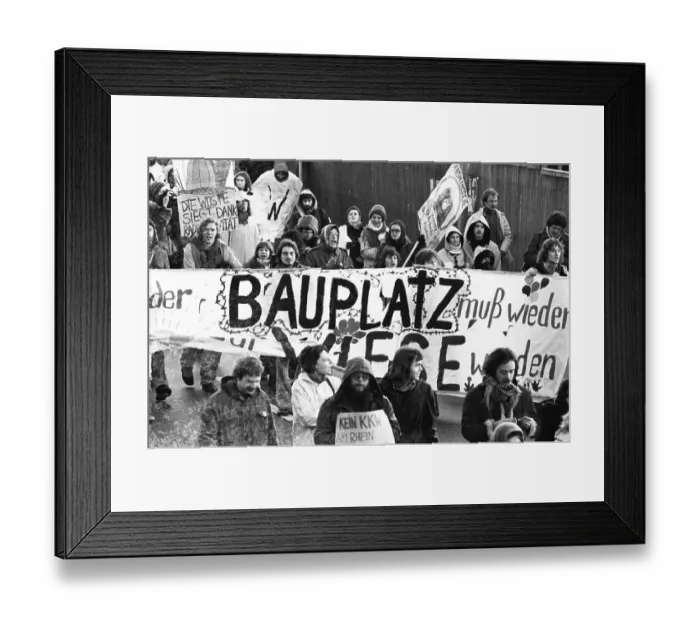 Framed Print : More than 20, 000 opponents of nuclear power demonstrated in Itzehoe against a nuclear power plant in Brokdorf on 19 Framed Print : More than 20, 000 opponents of nuclear power demonstrated in Itzehoe against a nuclear power plant in Brokdorf on 19