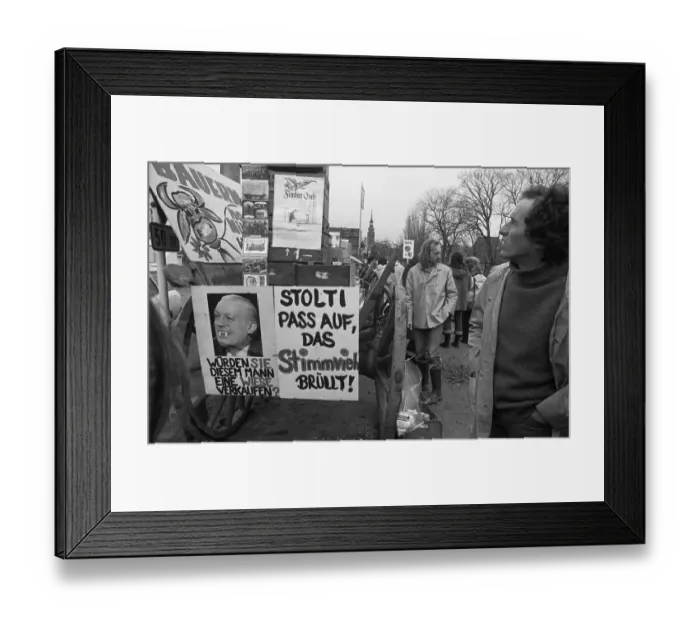 Framed Print : More than 20, 000 opponents of nuclear power demonstrated in Itzehoe against a nuclear power plant in Brokdorf on 19 Framed Print : More than 20, 000 opponents of nuclear power demonstrated in Itzehoe against a nuclear power plant in Brokdorf on 19