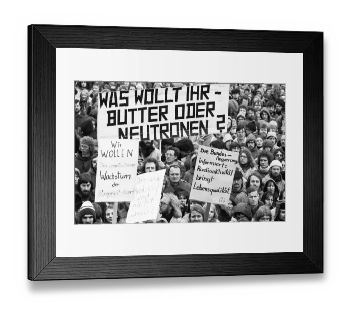 Framed Print : More than 20, 000 opponents of nuclear power demonstrated in Itzehoe against a nuclear power plant in Brokdorf on 19