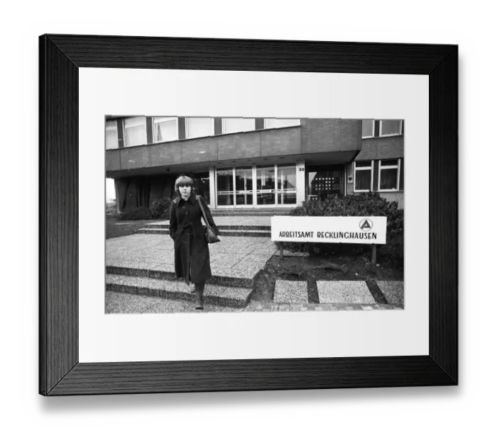Framed Print : Young unemployed woman at the Recklinghausen employment office on 11 Framed Print : Young unemployed woman at the Recklinghausen employment office on 11