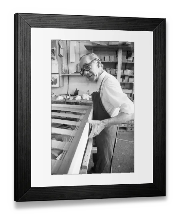 Framed Print : Jobs for young and old in a small furniture factory (Voelker) in Witten on 20