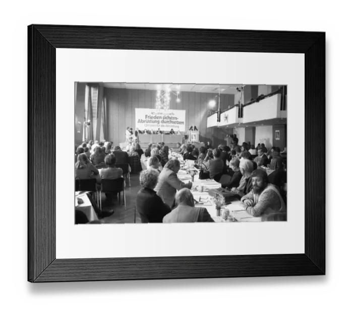 Framed Print : Christians from the Federal Republic of Germany met for a conference on Christians for Disarmament in Dortmund
