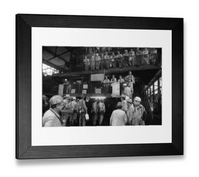 Framed Print : Shift change of the miners of the coal mine Minister Stein on 31