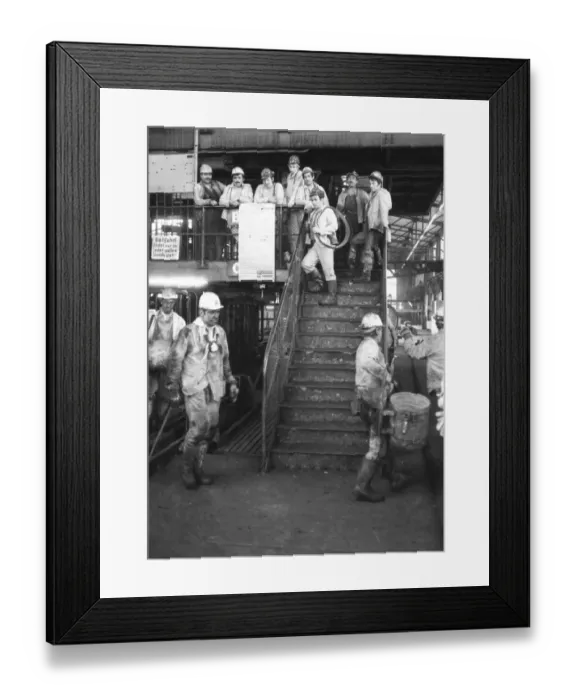 Framed Print : Shift change of the miners of the coal mine Minister Stein on 31