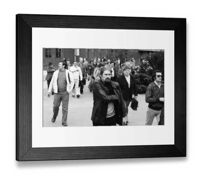 Framed Print : Workers and employees changing shifts at the Volkswagen factory in Wolfsburg Framed Print : Workers and employees changing shifts at the Volkswagen factory in Wolfsburg