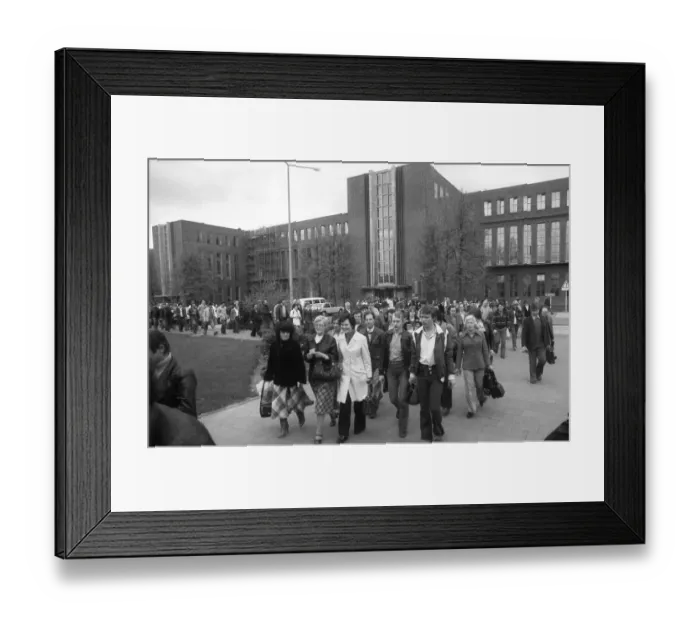 Framed Print : Workers and employees changing shifts at the Volkswagen factory in Wolfsburg