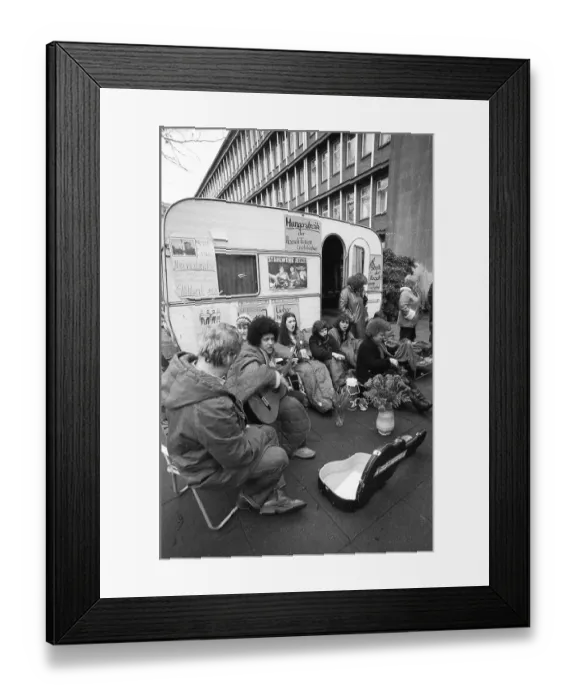 Framed Print : In a hunger strike to secure the jobs of steelworkers at Hoesch AG