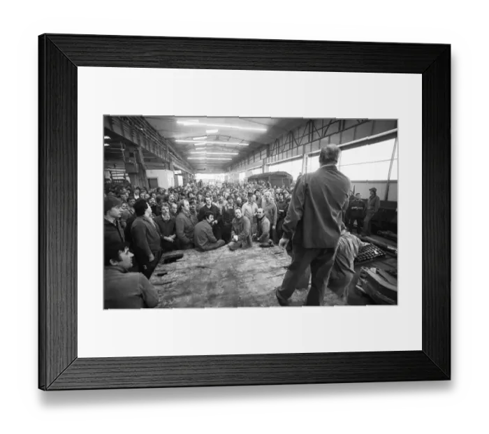 Framed Print : Warning strike by IG Metall in the collective bargaining dispute at Orenstein & paddock on 05