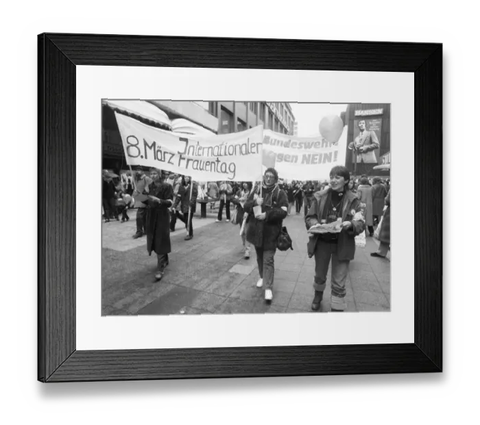 Framed Print : Demonstration by woman and men on International Women's Day
