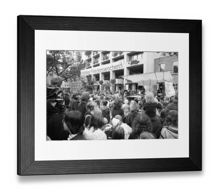 Framed Print : The peace movement demonstrated on the occasion of the Anti-War Day with the Cologne Peace Weeks on 31