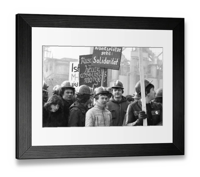 Framed Print : 15, 000 steelworkers and their relatives and friends demonstrated against the closure of Maxhuette Framed Print : 15, 000 steelworkers and their relatives and friends demonstrated against the closure of Maxhuette