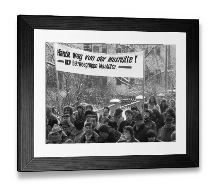 Framed Print : 15, 000 steelworkers and their relatives and friends demonstrated against the closure of Maxhuette Framed Print : 15, 000 steelworkers and their relatives and friends demonstrated against the closure of Maxhuette