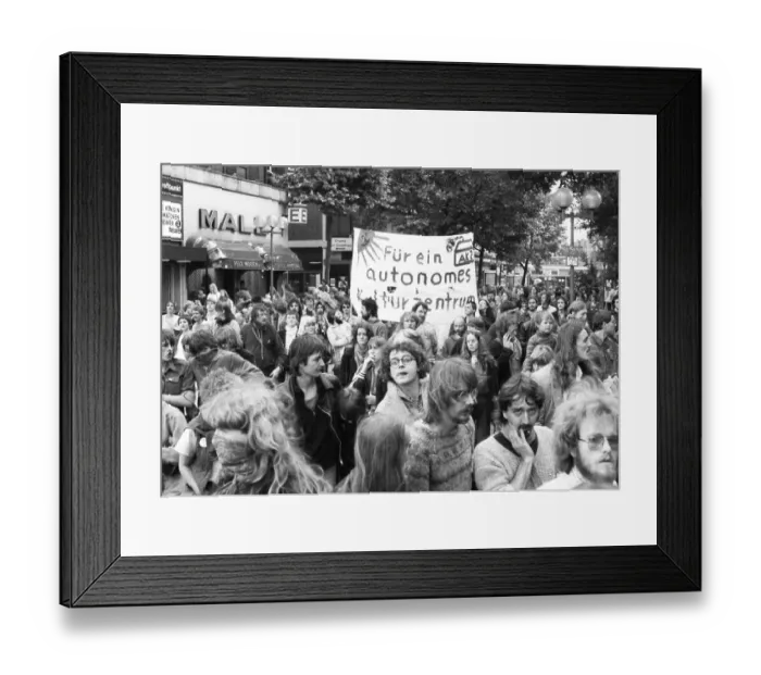 Framed Print : Autonomous groups of the left scene occupied an empty factory (Bo-Fabrik)