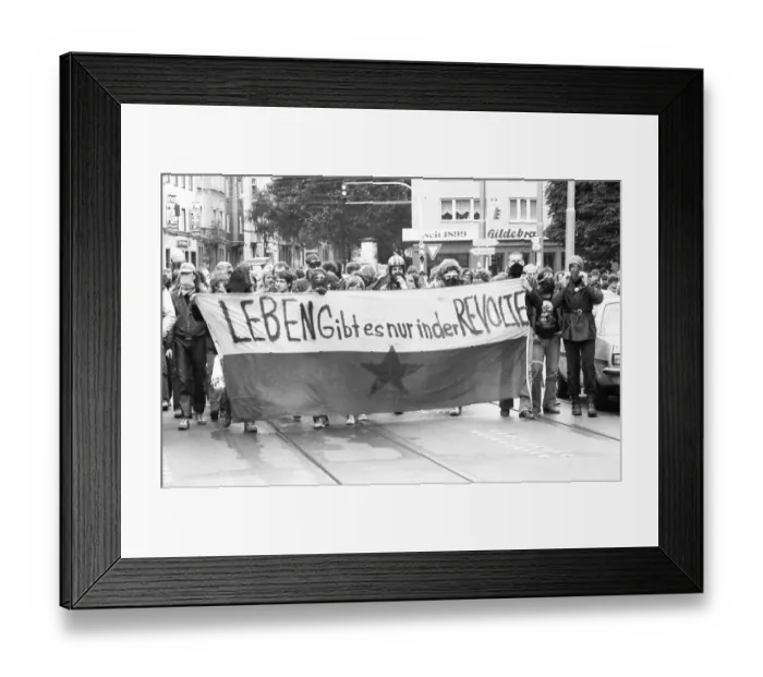 Framed Print : Autonomous groups of the left scene occupied an empty factory (Bo-Fabrik)