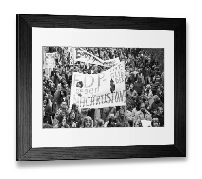 Framed Print : More than 300, 000 people attended the largest peace demonstration in Germany to date in Bonn's Hofgarten in