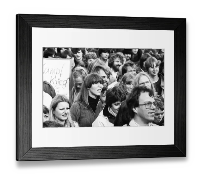 Framed Print : More than 300, 000 people attended the largest peace demonstration in Germany to date in Bonn's Hofgarten in