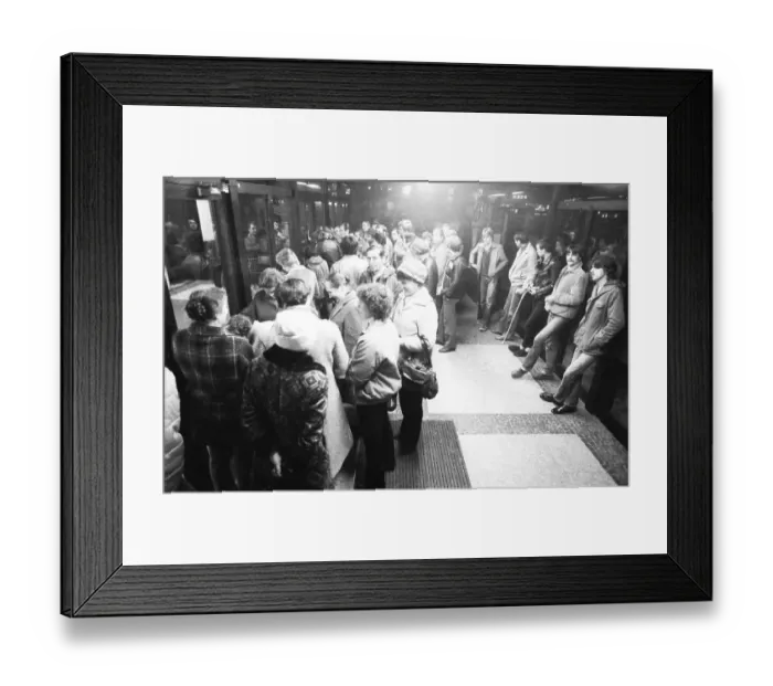 Framed Print : Crowd at the Dortmund Labour Office in the early hours of December 1981