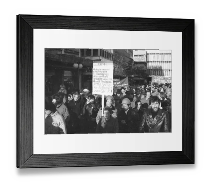 Framed Print : Following a call by the DGB, about 70