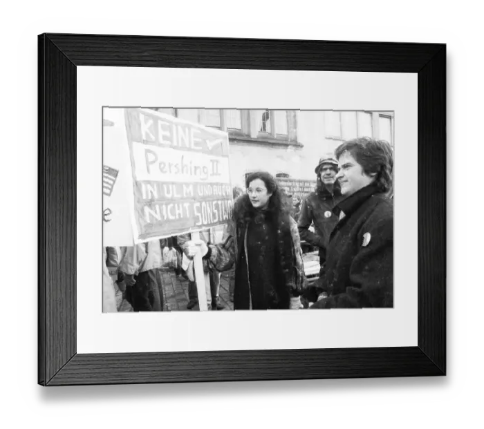 Framed Print : Peace movement demonstrates against missile bases despite heavy snowfall in December 1981 Framed Print : Peace movement demonstrates against missile bases despite heavy snowfall in December 1981