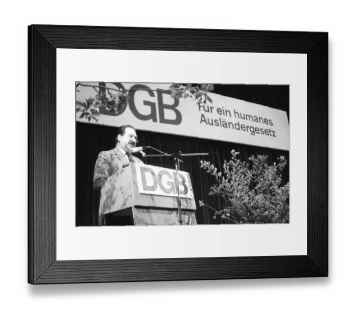 Framed Print : The 1990 DGB Conference for Foreigners advocated a humane law on foreigners
