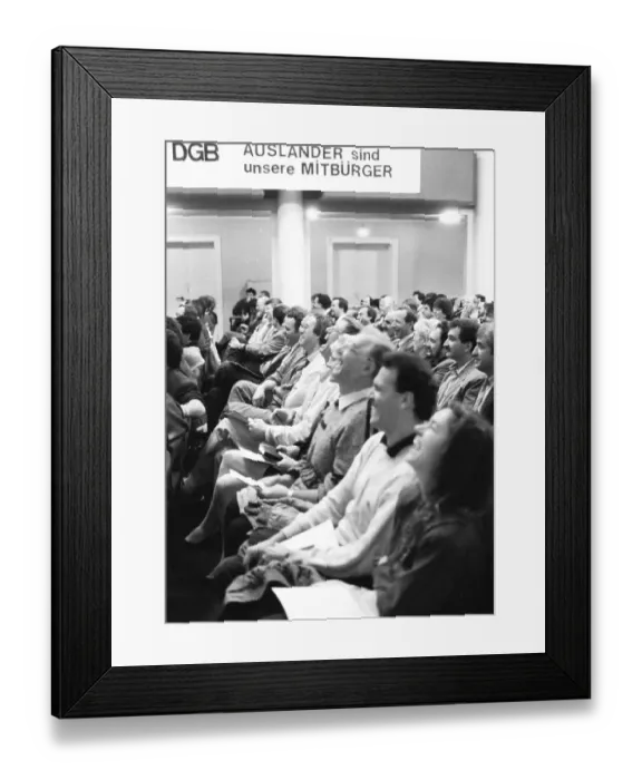 Framed Print : The 1990 DGB Conference for Foreigners advocated a humane law on foreigners Framed Print : The 1990 DGB Conference for Foreigners advocated a humane law on foreigners