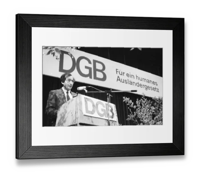 Framed Print : The 1990 DGB Conference for Foreigners advocated a humane law on foreigners