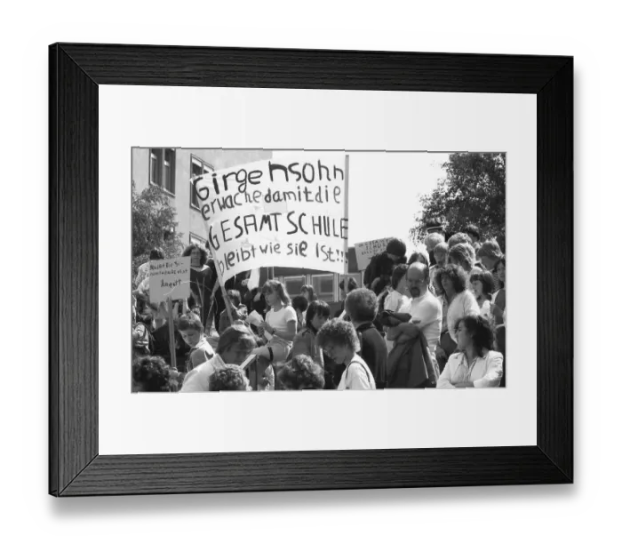 Framed Print : Students and teachers of the Scharnhorst Comprehensive School protested in 1982 against a planned change of status by Framed Print : Students and teachers of the Scharnhorst Comprehensive School protested in 1982 against a planned change of status by