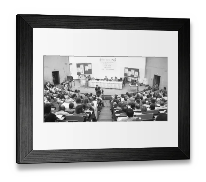 Framed Print : Scientists and educators deliberated on their positions on the Natodoppel decision at separate meetings in 1982