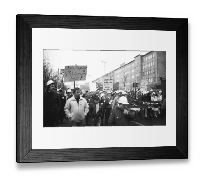 Framed Print : The 1990 IG Metall warning strike at Hoesch AG was directed at the employers