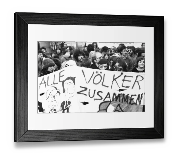 Framed Print : Predominantly students demonstrated in 1982 against US interference in El Salvador