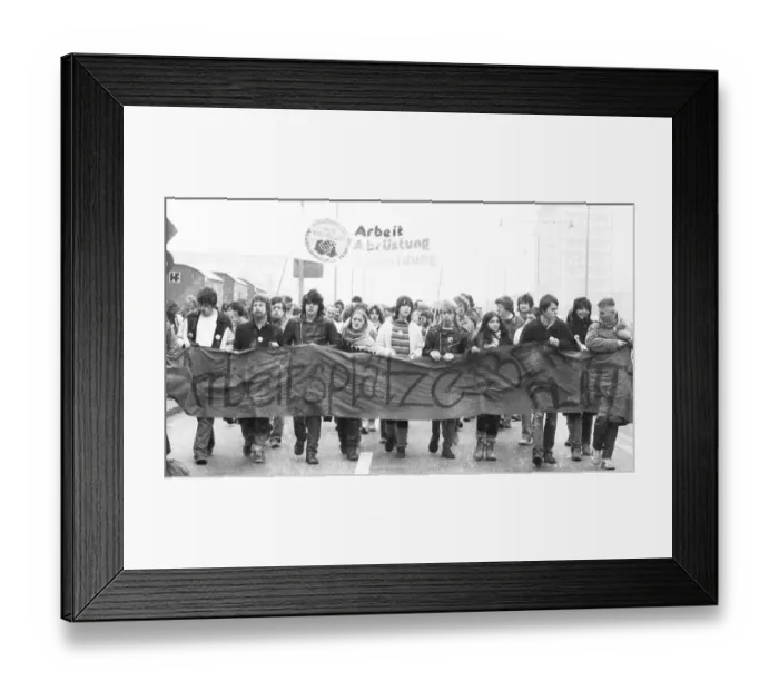 Framed Print : The Federal Congress of the Unemployed 1982 and the demonstration they organised under the slogan Unemployed