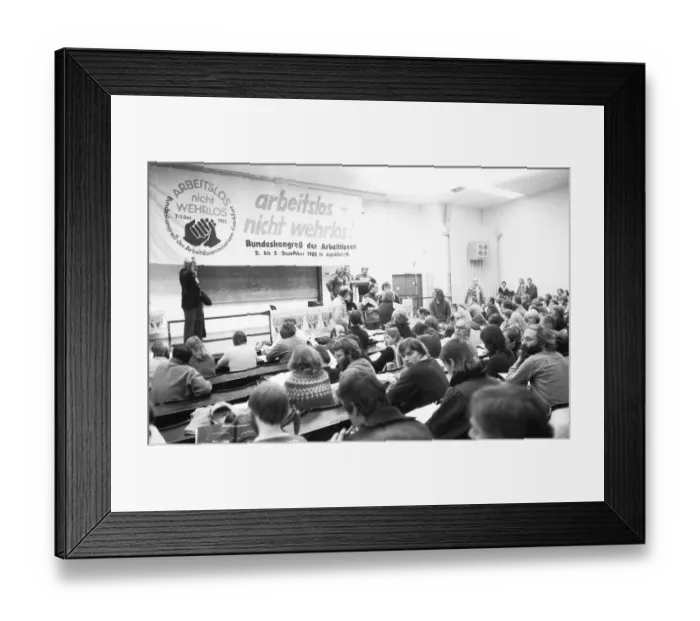 Framed Print : The Federal Congress of the Unemployed 1982 and the demonstration they organised under the slogan Unemployed