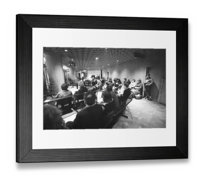Framed Print : Morning rush of the unemployed at the Hagen Labour Office 1982