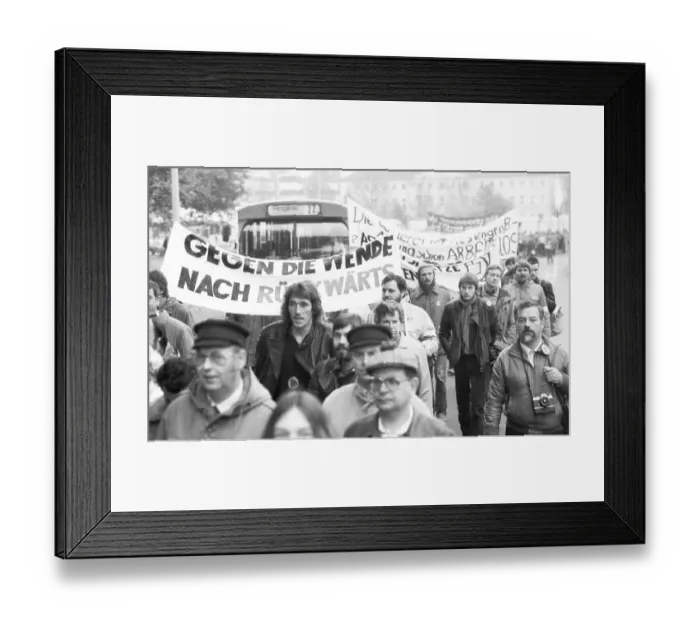 Framed Print : The DGB's call in 1982 against unemployment and social cuts was followed by about 50