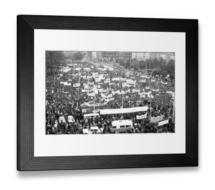 Framed Print : The DGB's call in 1982 against unemployment and social cuts was followed by about 50