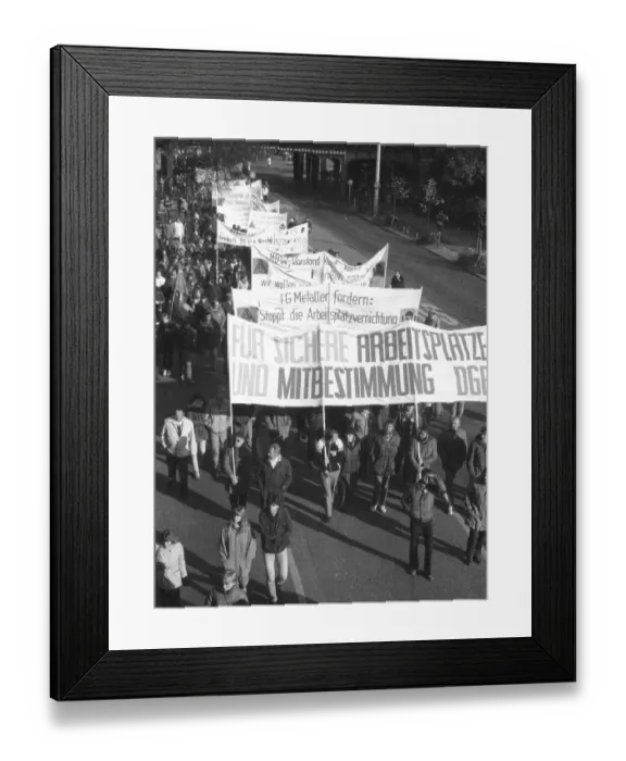 Framed Print : More than 100, 000 followed the DGB's call in 1982 for a large demonstration against unemployment