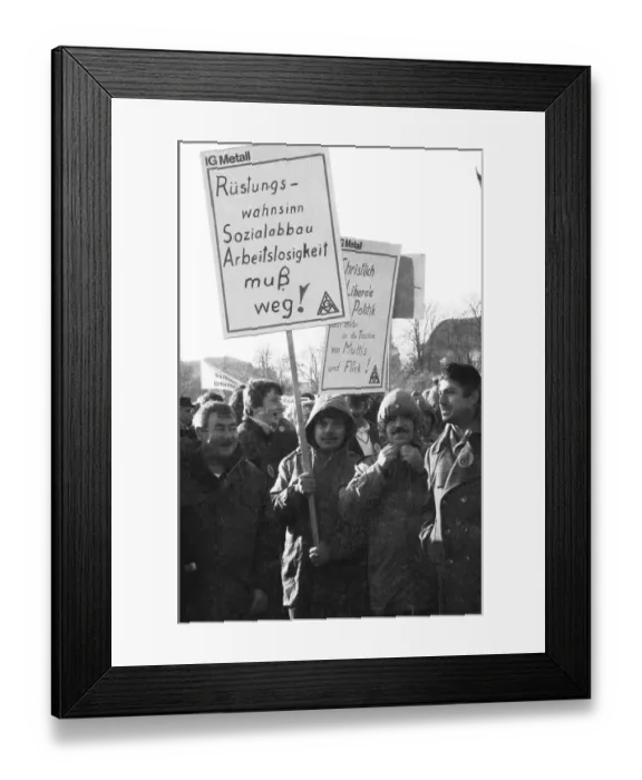 Framed Print : More than 100, 000 followed the DGB's call in 1982 for a large demonstration against unemployment
