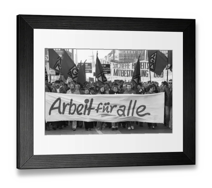 Framed Print : More than 100, 000 followed the DGB's call in 1982 for a large demonstration against unemployment