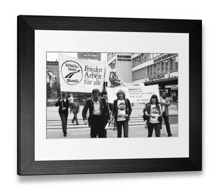 Framed Print : DGB Youth and Unemployment Initiatives protested against youth unemployment in 1982 with a March of the Unemployed