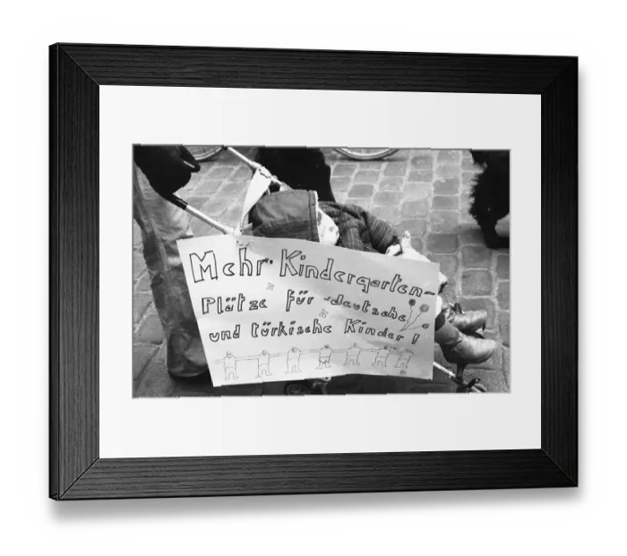 Framed Print : Migrants and left-wing groups demonstrated against xenophobia in 1982 Framed Print : Migrants and left-wing groups demonstrated against xenophobia in 1982