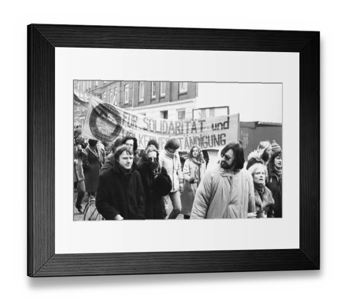 Framed Print : Migrants and left-wing groups demonstrated against xenophobia in 1982 Framed Print : Migrants and left-wing groups demonstrated against xenophobia in 1982