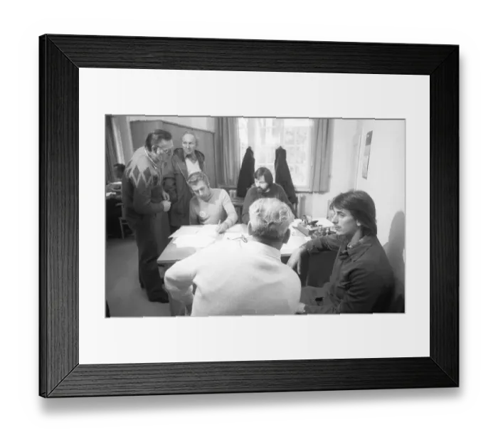 Framed Print : Workers and their works council reacted to the management's intention to stop work at Enka AG in Kassel in 1982