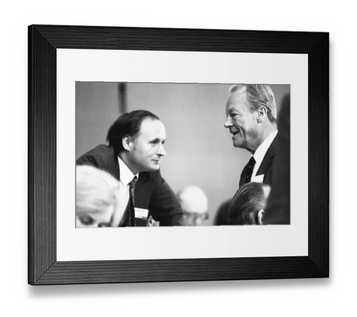 Framed Print : SPD Party Congress April 1982.Oskar Lafontaine and Willy Brandt