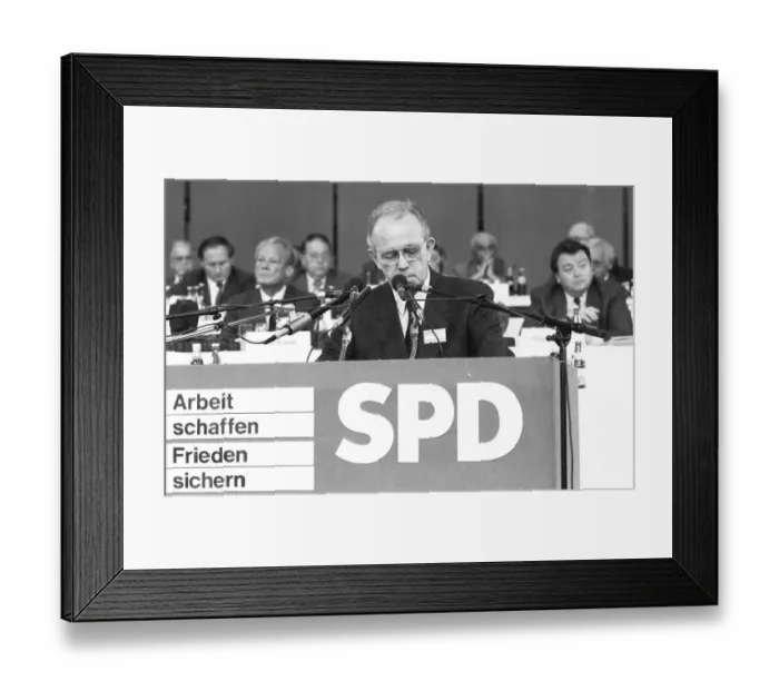 Framed Print : SPD Party Congress April 1982.Heinz Oskar Vetter