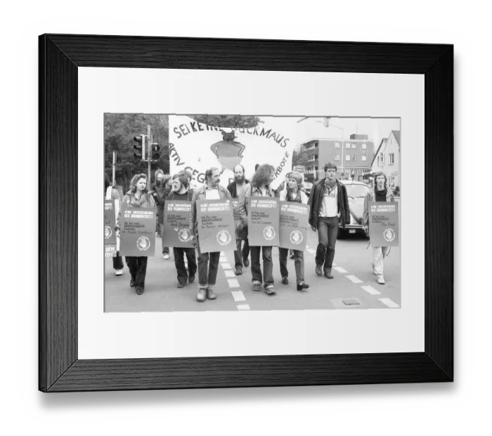 Framed Print : People affected by the Radical Decree and their friends demonstrated 19 82 against occupational bans Framed Print : People affected by the Radical Decree and their friends demonstrated 19 82 against occupational bans