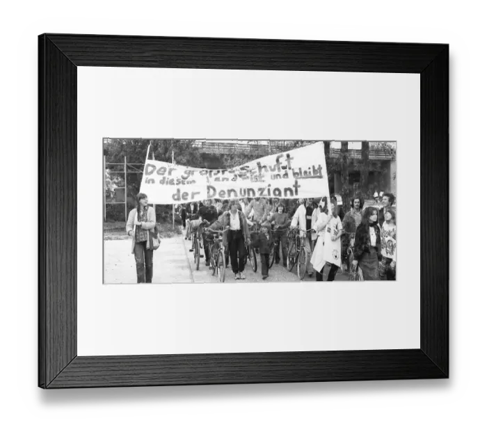 Framed Print : Those affected by the Radical Decree and their friends demonstrated 19 82 against occupational bans