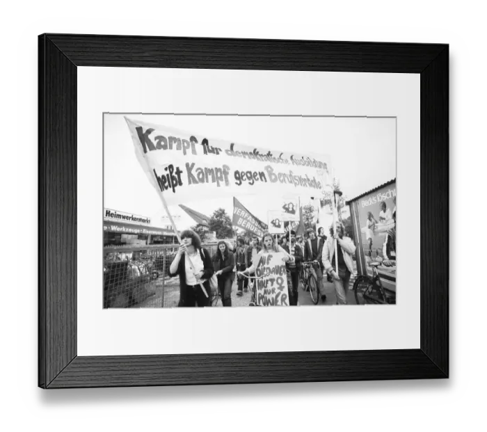 Framed Print : Those affected by the Radical Decree and their friends demonstrated 19 82 against occupational bans