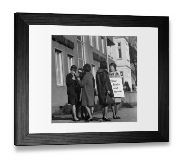 Framed Print : DEU, Germany. The strike of the textile workers in the collective bargaining conflict of IG Textil